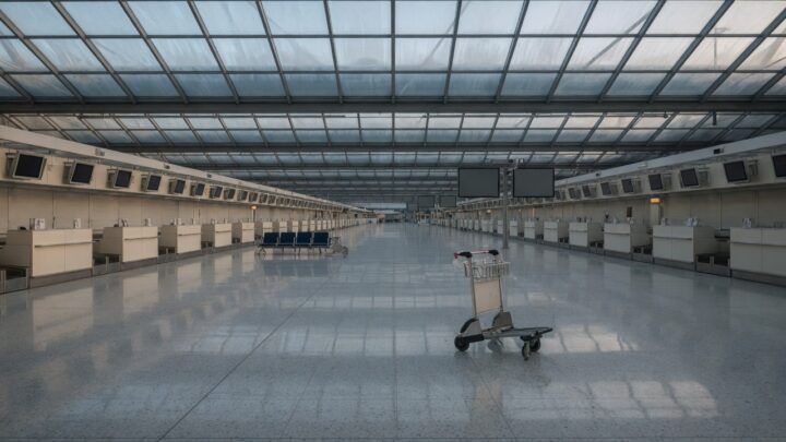 이른 아침 인적이 드문 공항 출국장