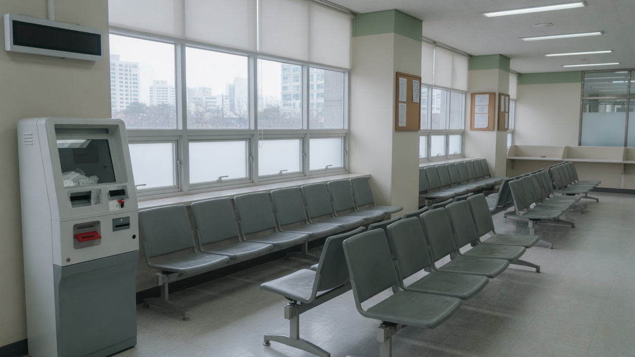 번호표 발급기가 놓인 출입국·외국인청 대기 공간